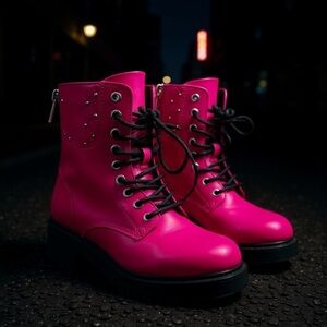 Sonoma Pink Boots Durable Lace-Up Design